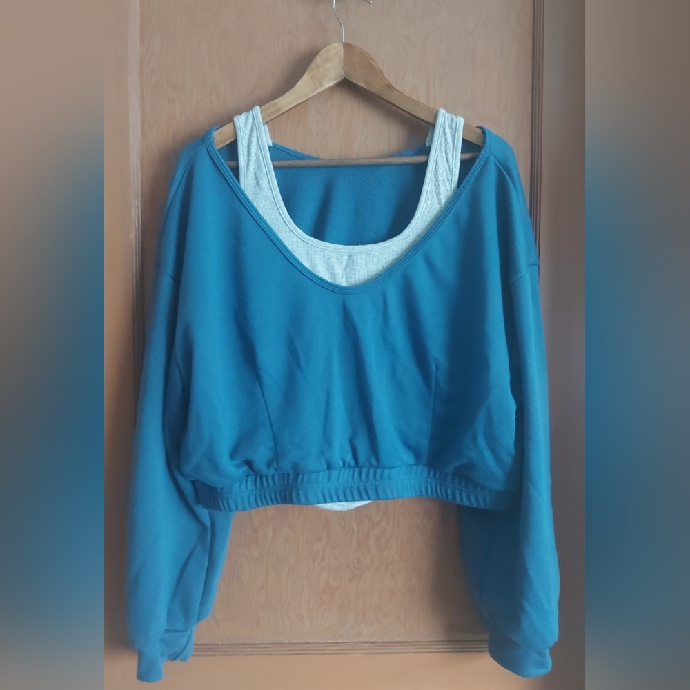 Cider Blue Oversized Sweatshirt w/ Built in Tank